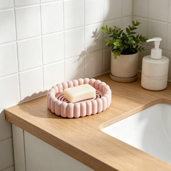 Cute Slotted Draining Soap Tray Removable Water Catch Tray Anti-Soggy Bar Soap Container Sturdy Plastic Compact Countertop Storage For Bathroom Dorm Travel Kitchen Sink Daily Use
