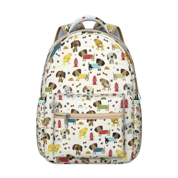 Cute Small Backpack for School Featuring Bone and Paw Pattern Lightweight School Bag Compact Travel Backpack for Pet Enthusiasts