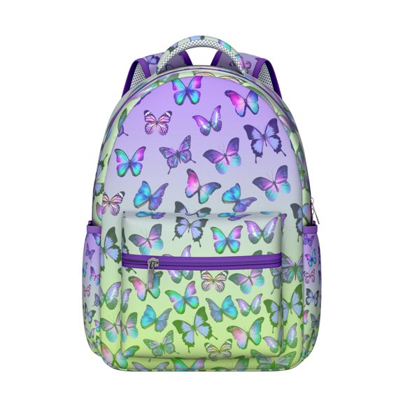 Cute Small Backpack for School, Lightweight Travel Backpack with Artistic Butterfly Print and Floral Patterns, Perfect for Butterfly Lovers