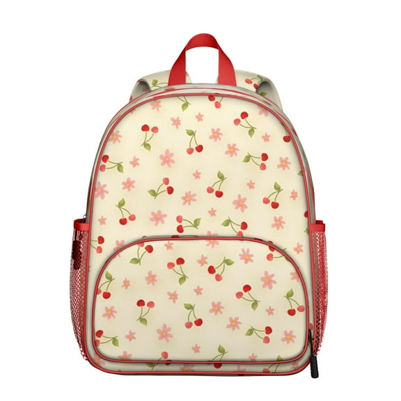 Cute Small Backpack for School with Cherry Print, Lightweight School Bag for Daily Use, Compact Travel Backpack, Stylish Fruit Backpacks for Commute