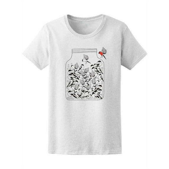 Cute Small Birds In Jar T-Shirt Women -Image by Shutterstock, Female x-Large