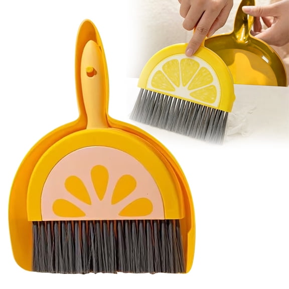 Cute Small Cleaning Brush & Dustpan Set (9.06x7.09 Inch), Watermelon Design Desktop Table Cleaner for Bedroom, Kids Cleaning Toy