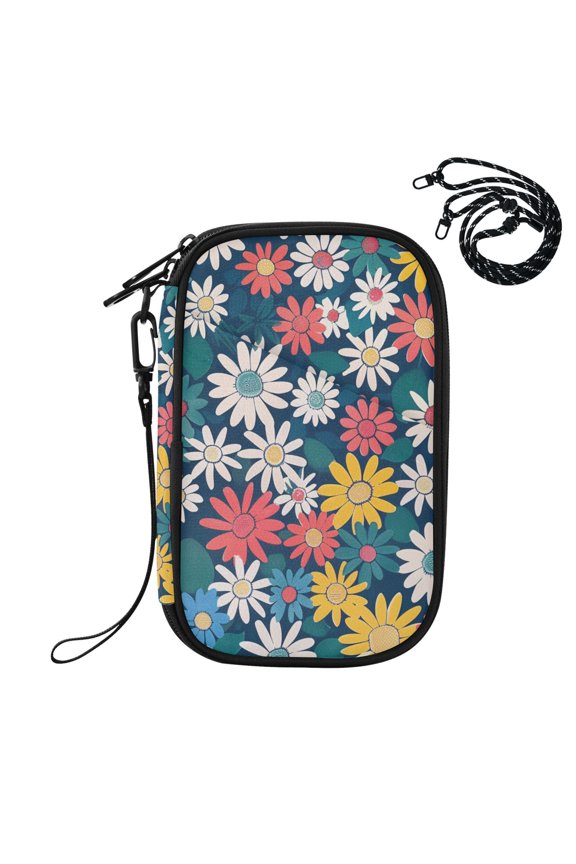 Cute Small Colorful Daisies Passport Holder Travel Document Organizer Credit Card Case Coin Purse Wallet RFID Blocking