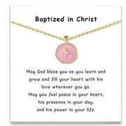 Cute Small Cross Necklace, First Communion Baptism Decorations Party Favors Christian Religious Easter Jewelry Gifts for Daughter Granddaughter Niece