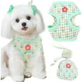 thumbnail image 1 of Cute Small Dog Harness and Leash Set with Bag No Pull Puppy Cat Vest Harness Adjustable Soft Breathable Plaid Flower Pet Bunny Harness for Small Dogs Cats Rabbits Shih Tzu Yorkies, 1 of 7
