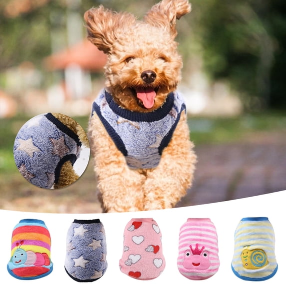 Cute Small Dog Puppy Sweater Coral Velvet Soft Multicolour Pet Clothing 6 Sizes Easy To Wear And Clean Warm Puppy Shirt