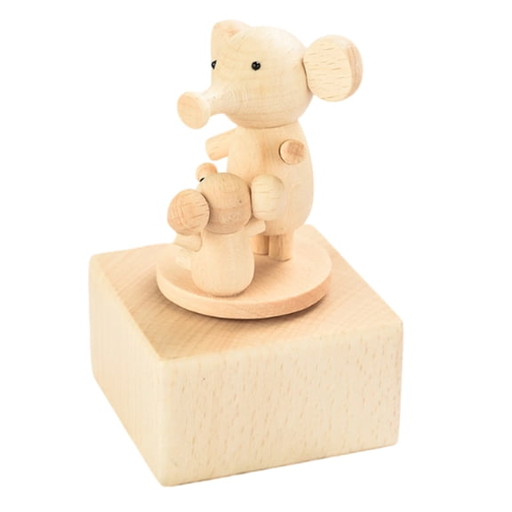 Cute Small Elephant Mini Music Box, Animals Wooden Mechanical Music Box,Best Gift for Friends Singing Music Gift Box