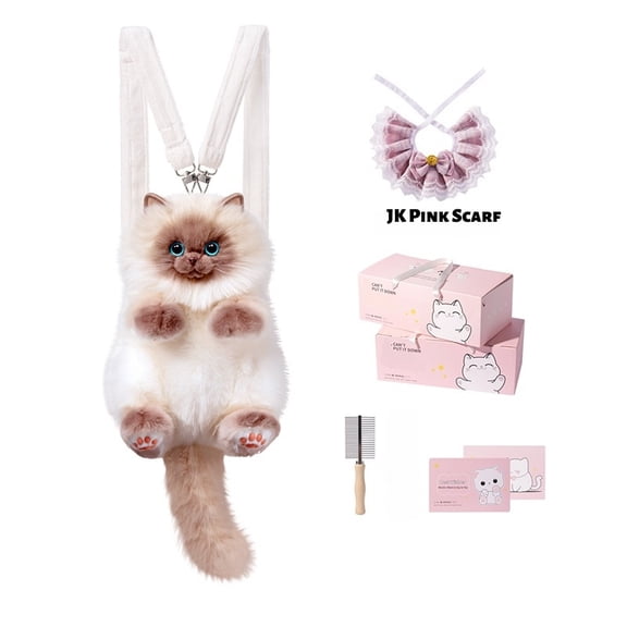 Cute Small Ragdoll Cat Plush Backpack, Realistic Stuffed Animal Doll Bag for Kids & Adults, Soft Plush Cat Toy Shoulder Bag, Adorable Gift for Girls, Birthday, Holiday, or Everyday Use