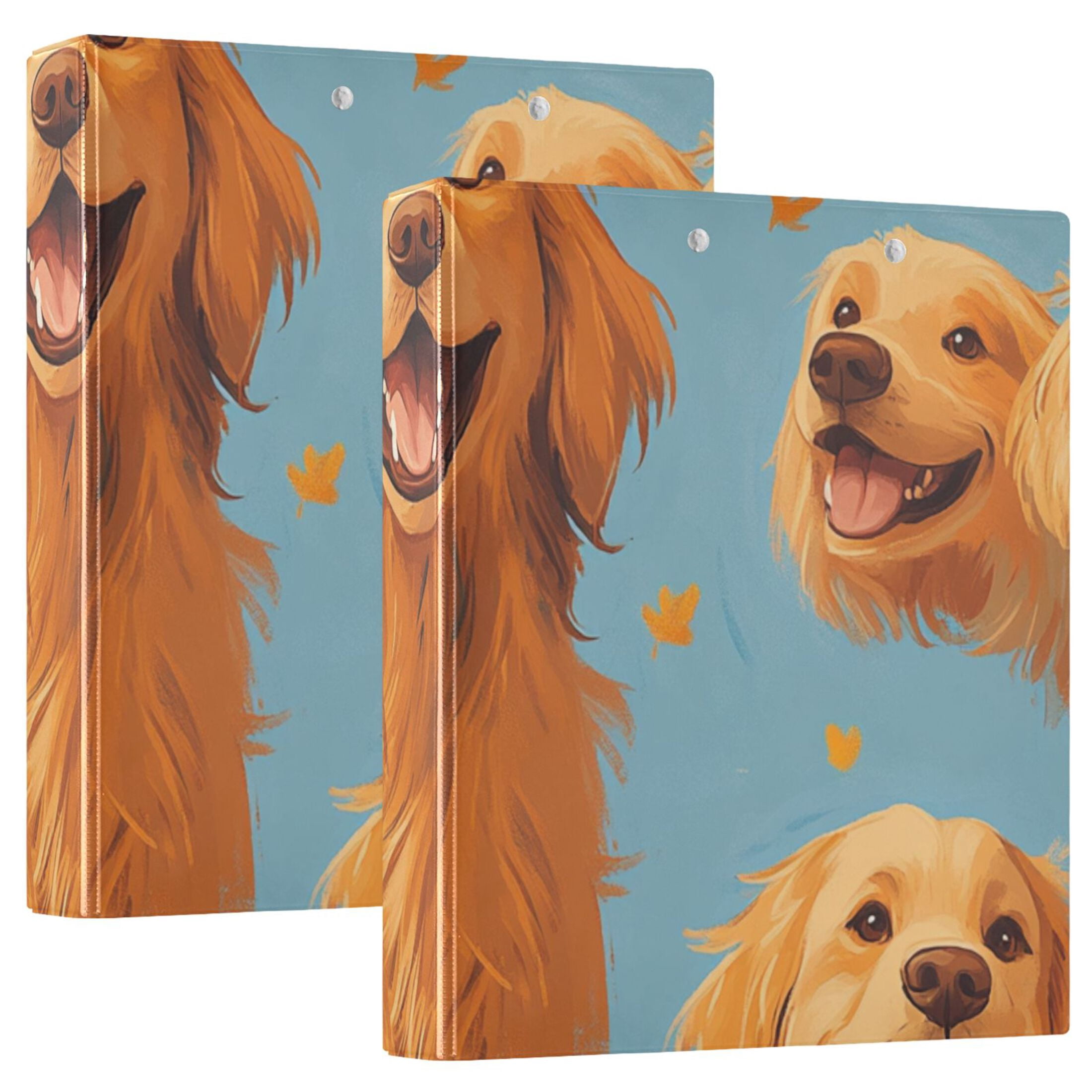 Cute Smile Dogs 3 Ring Binders 1.5 inch Hardcover File Folders with Interior Pockets A4 Size Organizer for School Office Hospital