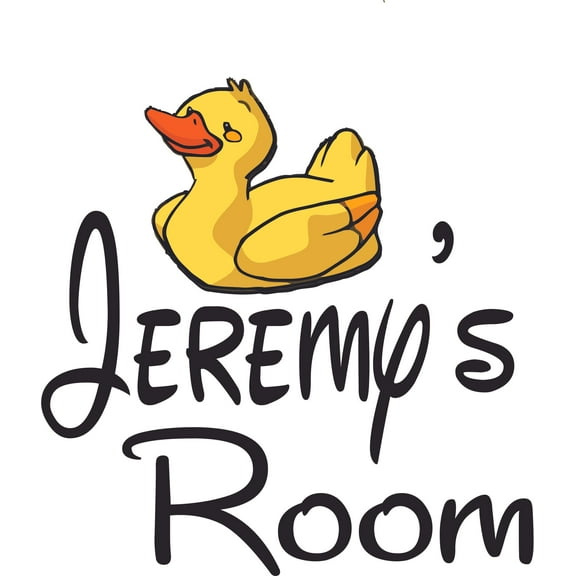 Cute Smile Duck Ducks Rubber Ducky Customized Wall Decal - Custom Vinyl Wall Art - Personalized Name - Baby Girls Boys Kids Bedroom Wall Decal Room Decor Wall Stickers Decoration Size (40x20 inch)