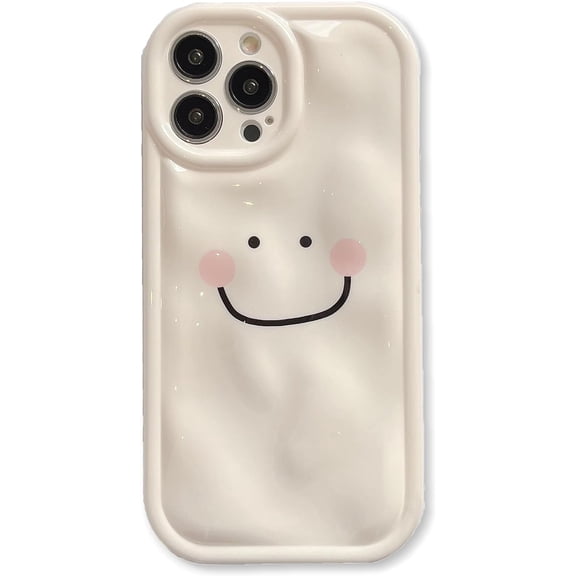 Cute Smile Face Meteorite Shape Glossy Soft Case for iPhone (White,iPhone 13 Pro Max)