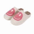 thumbnail image 1 of Cute Smile Face Slippers, Retro Soft Plush Furry Fluffy Indoor Outdoor Comfy Warm Fleece Lined Fuzzy Slip-on with Memory Foam Happy Face Slippers Cartoon Non Slip Smile Slippers for Winter, 1 of 6