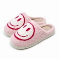 thumbnail image 1 of Cute Smile Face Slippers, Retro Soft Plush Furry Fluffy Indoor Outdoor Comfy Warm Fleece Lined Fuzzy Slip-on with Memory Foam Happy Face Slippers Cartoon Non Slip Smile Slippers for Winter, 1 of 6