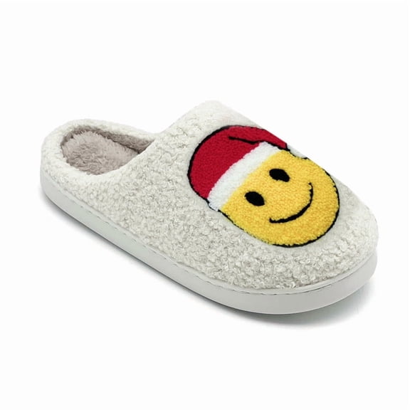 Cute Smile Face Slippers for Women Men, Soft Comfy Plush Lightweight Christmas House Slippers Slip-on Indoor Outdoor Home Shoes