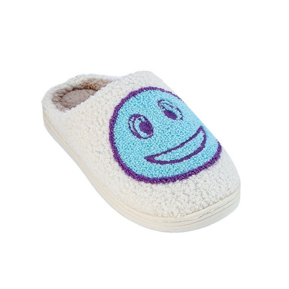 Cute Smile Face Slippers for Women and Men, Soft Cozy Warm Fuzzy Plush Happy House Slides for Winter, Non Slip Indoor/Outdoor Fluffy Slippers