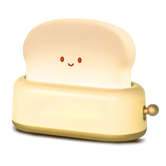 Cute Smile Face Toaster Shape Night Light, Rechargeable Small Toast Bread Desk Lamp, Portable Adorable Room Decor Lamp, Ideal for Bedroom Bedside Living Room Dining Table & Holiday Gift