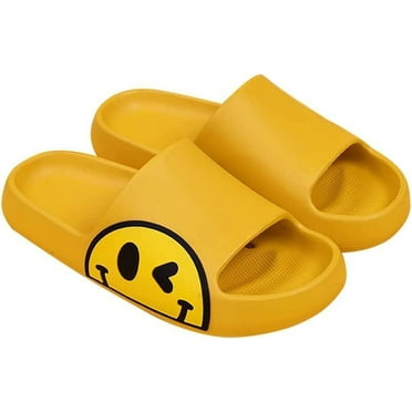 Smiley Face Slippers (Unisex), Slip Resistant, Slide-On House Shoes ...