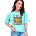 thumbnail image 1 of Cute Smiley Face T-Shirt, A Little Bit Dramatic Rainbow Shirt, Fun Graphic Tee, Colorful Retro Design, Perfect Gift for Teens, Unisex Casual, Chalky Mint Comfort Colors T-Shirt, Large, 1 of 1