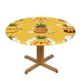 thumbnail image 1 of Cute Smiley Pineapple Round Fitted Tablecloths Table Covers Wipeable Waterproof Elastic for Kitchen Dinning Parties Wedding Picnic Small Fits 40-44 Inch Table Size, 1 of 1