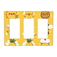 thumbnail image 1 of Cute Smiley Pineapple Switch Cover Decorative Wall Plate 3-Gang Standard Size, 1 of 5