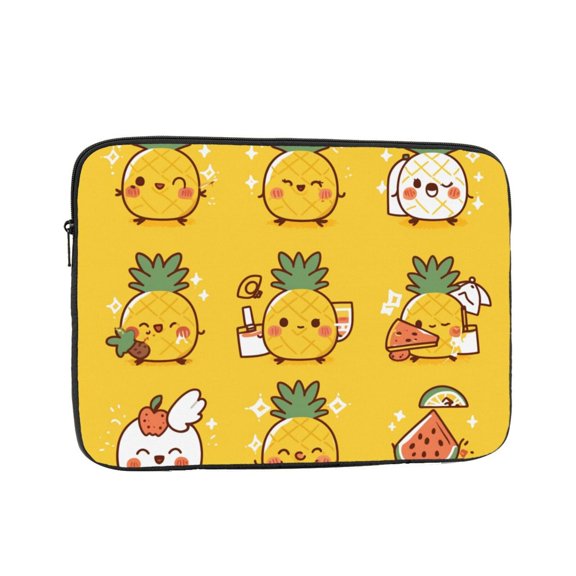 Cute Smiley Pineapple Watermelon Laptop Sleeve Bag Compatible With MacBook Air / Pro iPad MateBook Tablet Surface HP Lenovo Dell ASUS Acer Laptop Computer Protective Size: 10 inch