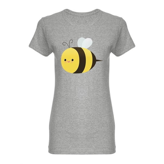 Cute Smiling Bee Design Shaped T-Shirt Women -Image by Shutterstock, Female XX-Large