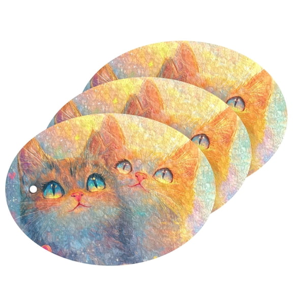 Cute Smiling Cats 3 Dish Sponges Bulk Delicate Clean Non Scratch Compressed Sponges Kitchen Sponges BPA Free