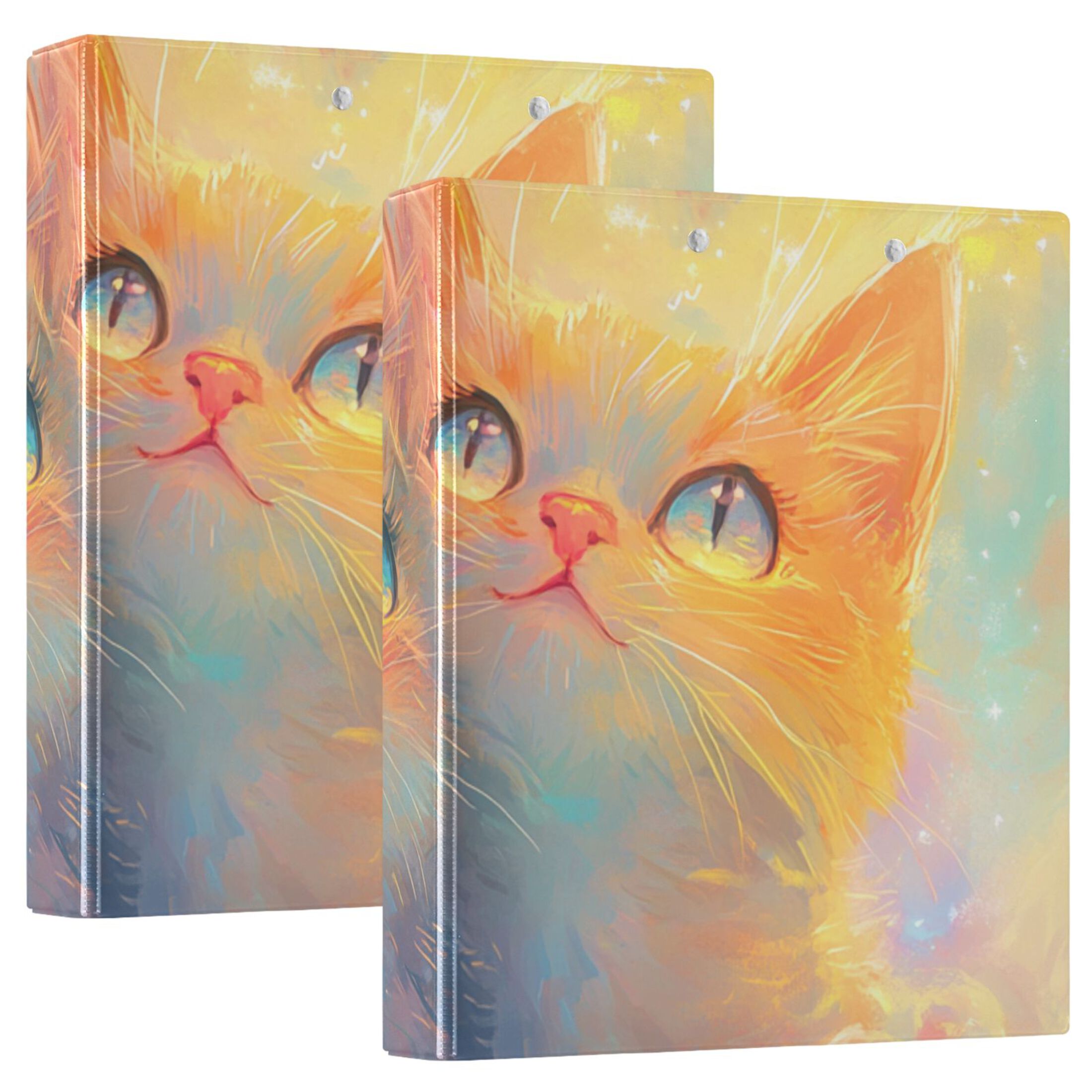 Cute Smiling Cats 3 Ring Binders 1.5 inch Hardcover File Folders with Interior Pockets A4 Size Organizer for School Office Hospital