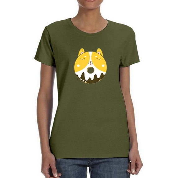 Cute Smiling Corgi Donut T-Shirt Women -Image by Shutterstock, Female 3X-Large