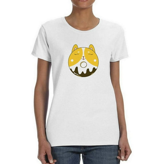 Cute Smiling Corgi Donut T-Shirt Women -Image by Shutterstock, Female Small