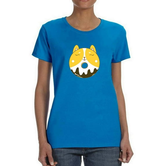 Cute Smiling Corgi Donut T-Shirt Women -Image by Shutterstock, Female x-Large