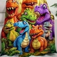 thumbnail image 1 of Cute Smiling Dinosaurs HD Digital Print Flannel Blanket, Soft Funny Throw Dinosaurs Blanket Party Decorations, Lightweight Colorful Dinos Print Gift for Kids Boys Girls Birthday Christmas, 1 of 7