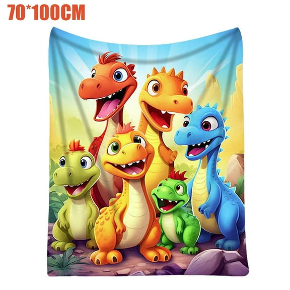 Cute Smiling Dinosaurs HD Digital Print Flannel, Personalized Dino Blanket, Lightweight Funny Smiling Flannel Throw Blanket, Animal Theme Bed Sofa Throw for Boys Girls
