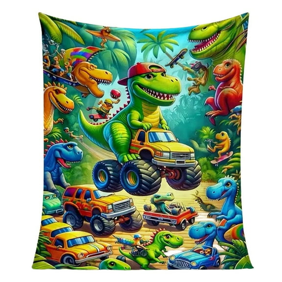 Cute Smiling Dinosaurs Hd Digital Print Flannel,2026 New Soft Funny Throw Dinosaurs Blanket Party Decorations,Lightweight Flannel Throw Blanket Christmas Birthday Gift for Kids Boys Girls