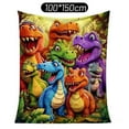 thumbnail image 1 of Cute Smiling Dinosaurs Hd Digital Print Flannel, Lightweight Flannel Throw Blanket, Cute Smiling Dinosaurs Hd Digital Print, Contemporary Animal Theme All-Season, 1 of 9