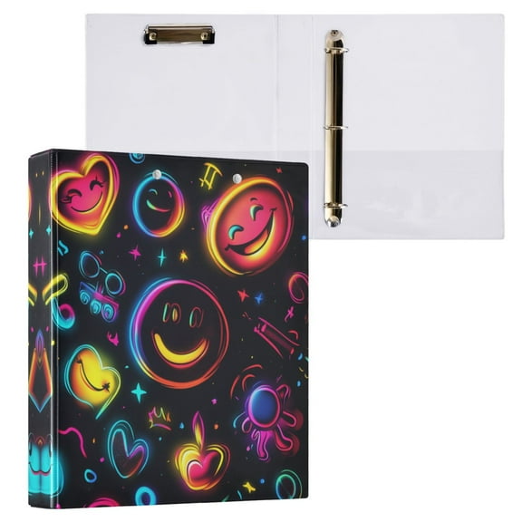 Cute Smiling Faces 3 Ring Hardcover Binders 1.5in Round Rings for Letter-Size Folder Paper Organizer Pockets for Office Student Recipe