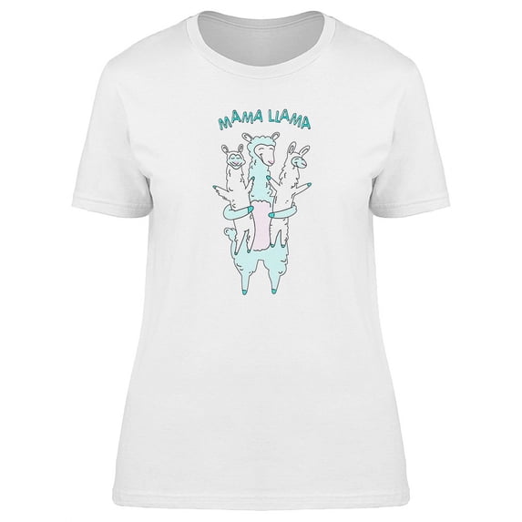 Cute Smiling Llama Family Logo T-Shirt Women -Image by Shutterstock, Female Small