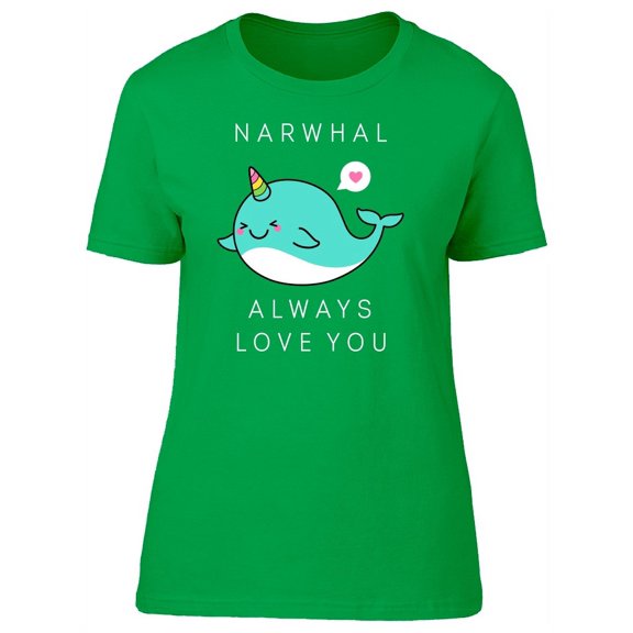Cute Smiling Narwhal T-Shirt Women -Image by Shutterstock, Female Large