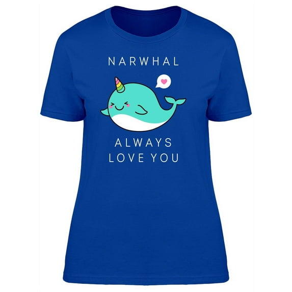Cute Smiling Narwhal T-Shirt Women -Image by Shutterstock, Female Medium