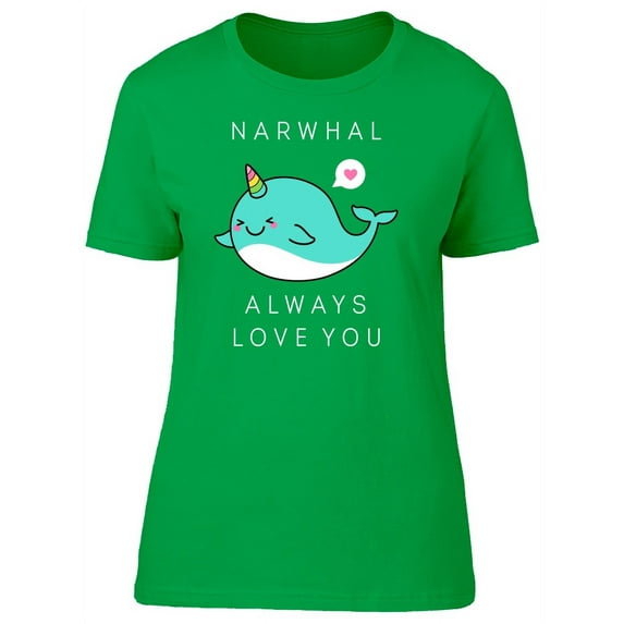 Cute Smiling Narwhal T-Shirt Women -Image by Shutterstock, Female x-Large