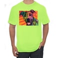 thumbnail image 1 of Cute Smiling Neon Pitbull Dog Breed Dog Lover Men's Graphic T-Shirt, Safety Green, 2XL, 1 of 3
