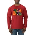 thumbnail image 1 of Cute Smiling Neon Pitbull Dog Breed Dog Lover Mens Long Sleeve Shirt, Red, Small, 1 of 3