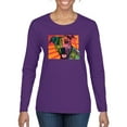 thumbnail image 1 of Cute Smiling Neon Pitbull Dog Breed Dog Lover Womens Graphic Long Sleeve T-Shirt, Purple, Large, 1 of 3