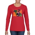 thumbnail image 1 of Cute Smiling Neon Pitbull Dog Breed Dog Lover Womens Graphic Long Sleeve T-Shirt, Red, 2XL, 1 of 3