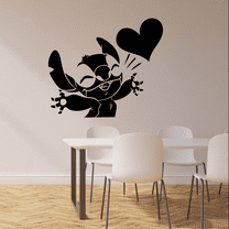 Cute Smiling Stitch Adorable Stitch Lilo and Stich Disney Movie SIlhouette Disney Wall Sticker Wall Art Decal Vinyl Decal Home Decor Room Living Room Bedroom Decoration Sticker Decal Size (18x20 inch)
