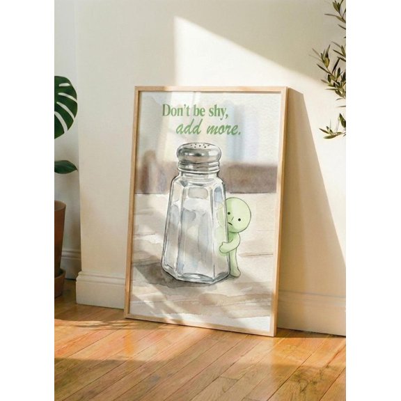 Cute Smiski Character Holding a Salt Shaker SMISKI SALT SHAKER Wall Art Decor 12x18 UNFRAMED