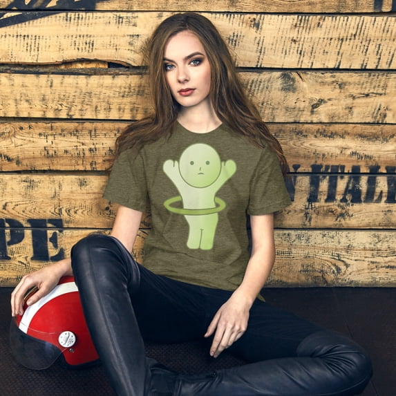 Cute Smiski Shirt – Kawaii Green Character Tee (Heather Olive, S)