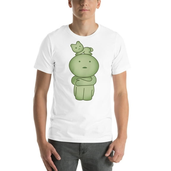 Cute Smiski Shirt – Kawaii Green Character tee (White, S)