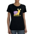 thumbnail image 1 of Cute Snail Graphic "Snailed It" Quote Underneath Women Black T-Shirt, Female x-Large, 1 of 4