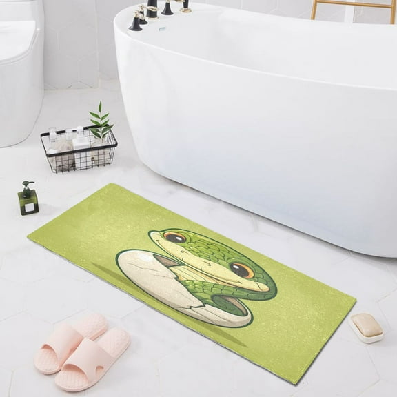 Cute Snake in Eggshell Bath Mat 39x20 Non-Slip Bathroom Rugs Absorbent Soft Plush Quick Dry for Tub Shower Kitchen Home Decor